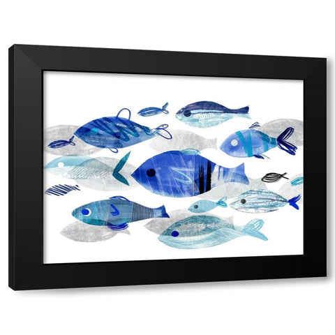 Fish Parade II Black Modern Wood Framed Art Print by Warren, Annie