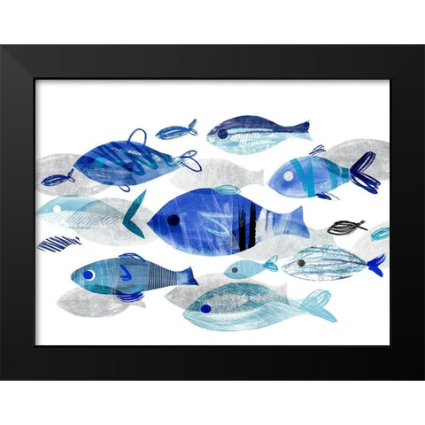 Fish Parade II Black Modern Wood Framed Art Print by Warren, Annie