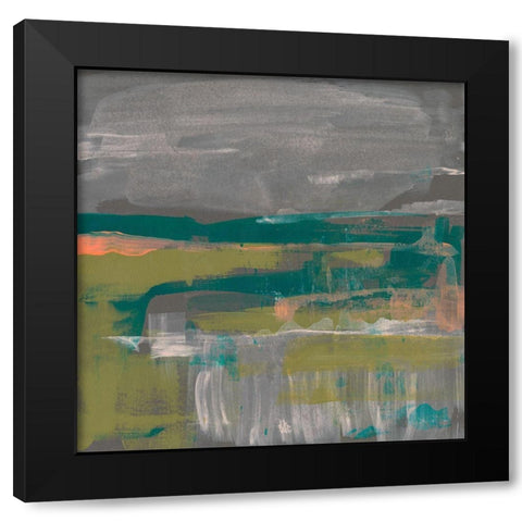 Emerald and Coral Glimpse I Black Modern Wood Framed Art Print with Double Matting by Goldberger, Jennifer