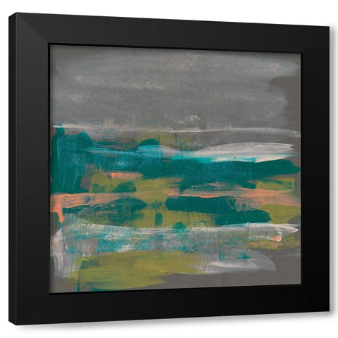 Emerald and Coral Glimpse IV Black Modern Wood Framed Art Print with Double Matting by Goldberger, Jennifer