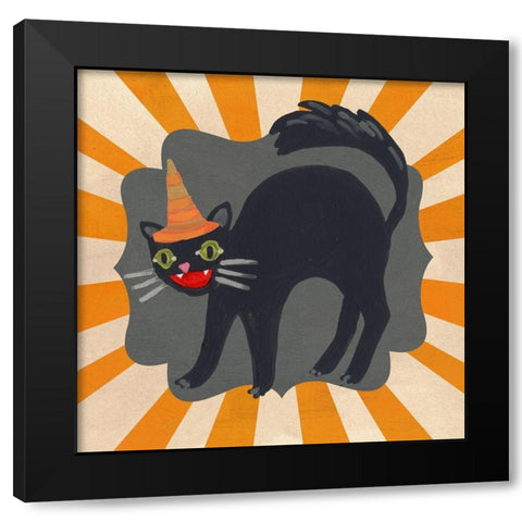 Halloween Carnival I Black Modern Wood Framed Art Print by Vess, June Erica