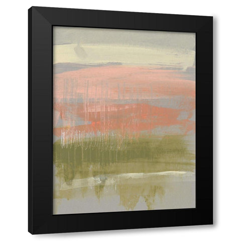 Coral and Olive Striations I Black Modern Wood Framed Art Print with Double Matting by Goldberger, Jennifer