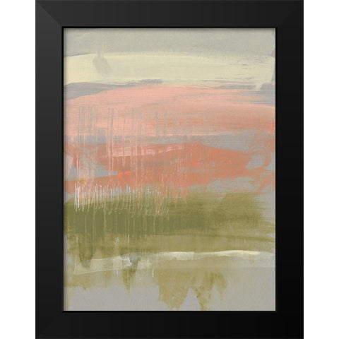 Coral and Olive Striations I Black Modern Wood Framed Art Print by Goldberger, Jennifer