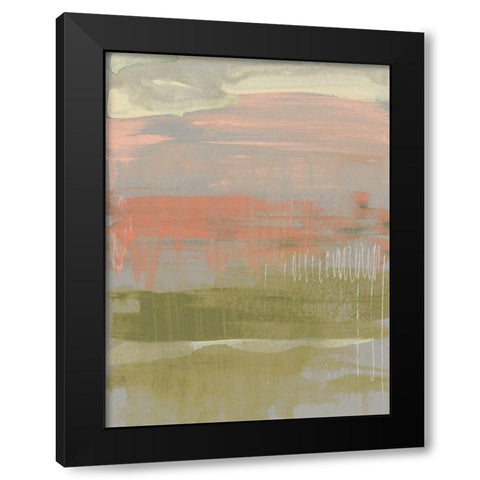 Coral and Olive Striations II Black Modern Wood Framed Art Print with Double Matting by Goldberger, Jennifer