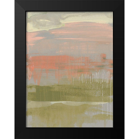 Coral and Olive Striations II Black Modern Wood Framed Art Print by Goldberger, Jennifer