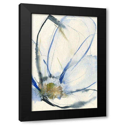 Cobalt and Paynes Petals II Black Modern Wood Framed Art Print with Double Matting by Goldberger, Jennifer