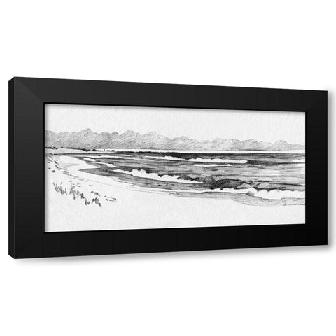 Quiet Ocean Sketch I Black Modern Wood Framed Art Print with Double Matting by Caroline, Emma