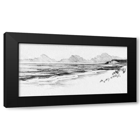 Quiet Ocean Sketch II Black Modern Wood Framed Art Print with Double Matting by Caroline, Emma