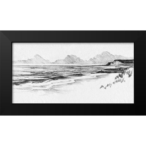 Quiet Ocean Sketch II Black Modern Wood Framed Art Print by Caroline, Emma