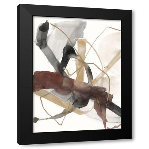 Burgundy Interjection I Black Modern Wood Framed Art Print with Double Matting by Goldberger, Jennifer