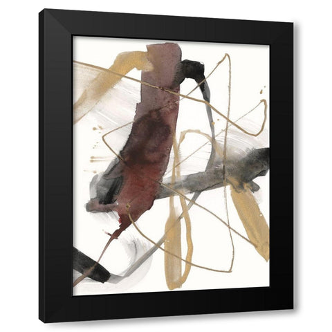 Burgundy Interjection II Black Modern Wood Framed Art Print with Double Matting by Goldberger, Jennifer