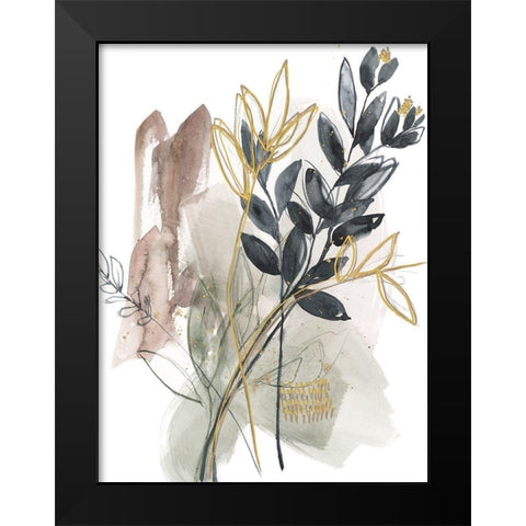 Bundled Leaves I Black Modern Wood Framed Art Print by Goldberger, Jennifer