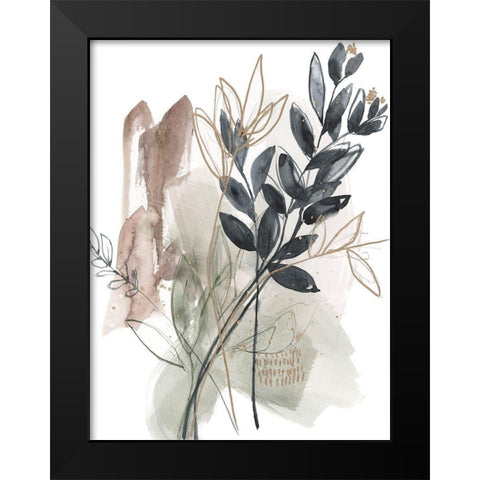 Bundled Leaves I Black Modern Wood Framed Art Print by Goldberger, Jennifer