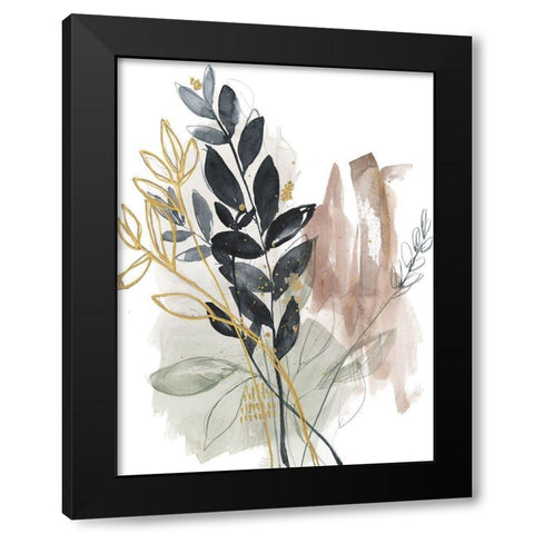 Bundled Leaves II Black Modern Wood Framed Art Print by Goldberger, Jennifer