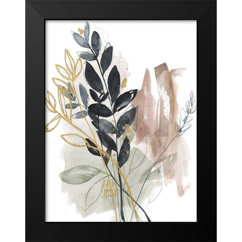 Bundled Leaves II Black Modern Wood Framed Art Print by Goldberger, Jennifer