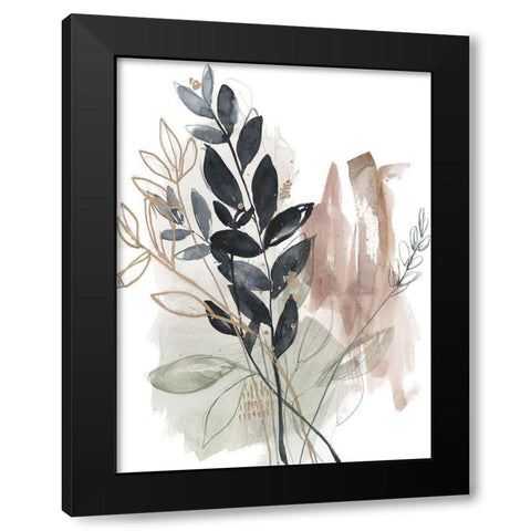 Bundled Leaves II Black Modern Wood Framed Art Print with Double Matting by Goldberger, Jennifer