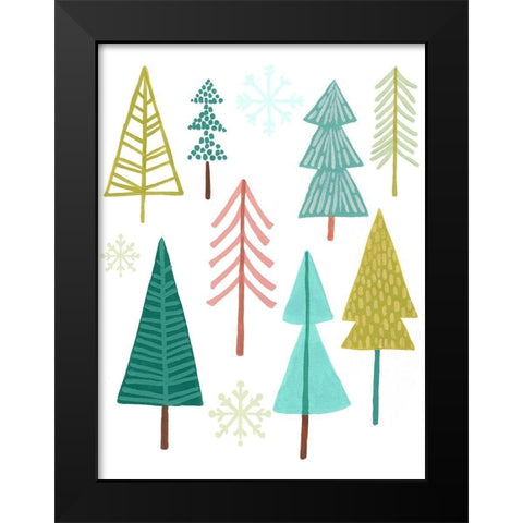Modern Holiday I Black Modern Wood Framed Art Print by Vess, June Erica