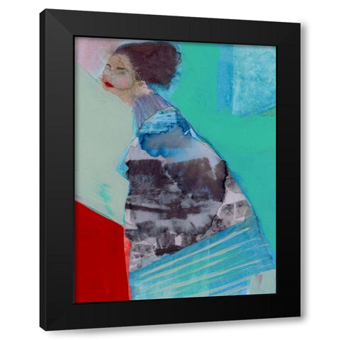 Walking Woman III Black Modern Wood Framed Art Print with Double Matting by Cartissi