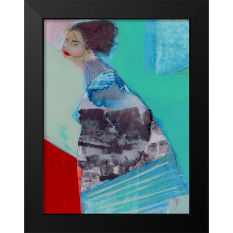 Walking Woman III Black Modern Wood Framed Art Print by Cartissi