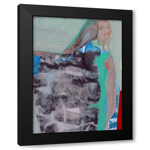 Walking Woman IV Black Modern Wood Framed Art Print with Double Matting by Cartissi