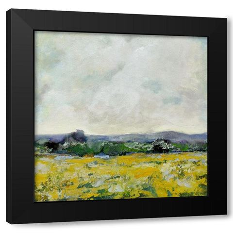 Marigold Field Black Modern Wood Framed Art Print by Evelia Designs
