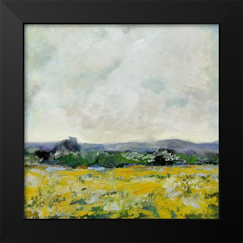 Marigold Field Black Modern Wood Framed Art Print by Evelia Designs