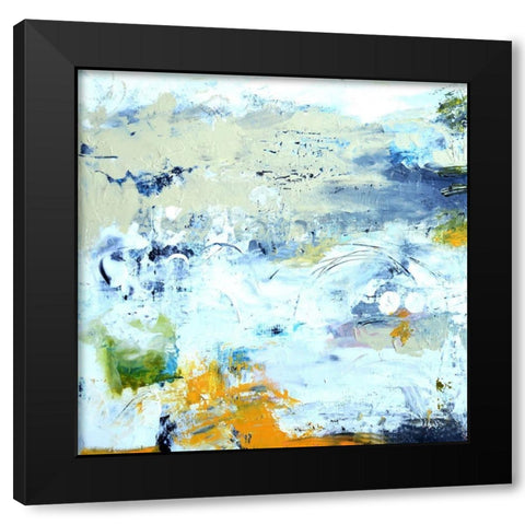 Abstract Beach Black Modern Wood Framed Art Print with Double Matting by Fields, Karen