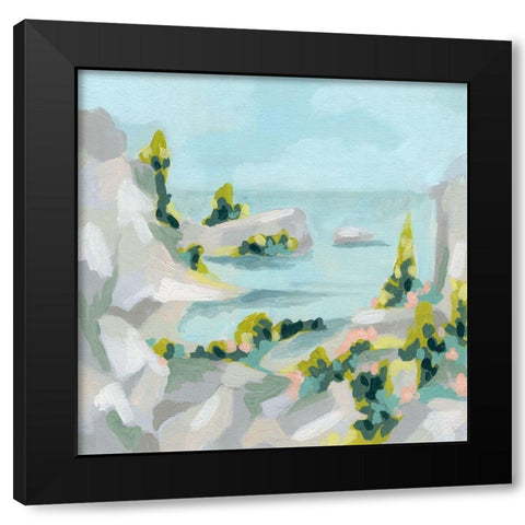 Pastel Cove I Black Modern Wood Framed Art Print with Double Matting by Vess, June Erica