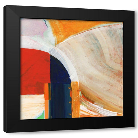 Blue Orange I Black Modern Wood Framed Art Print with Double Matting by Cartissi