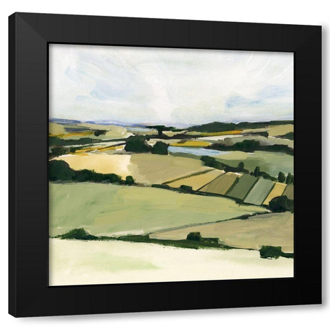 Patchy Landscape II Black Modern Wood Framed Art Print with Double Matting by Barnes, Victoria