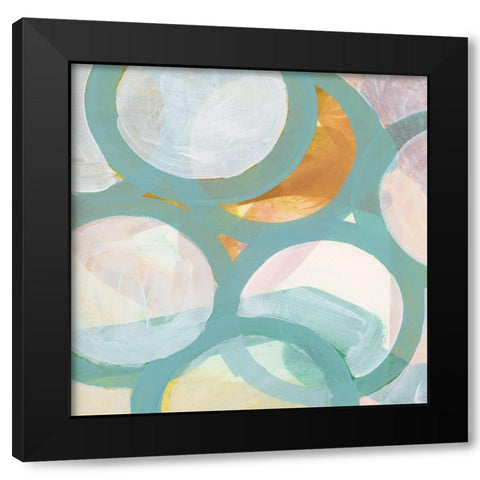 Aqua Circles I Black Modern Wood Framed Art Print by Unknown