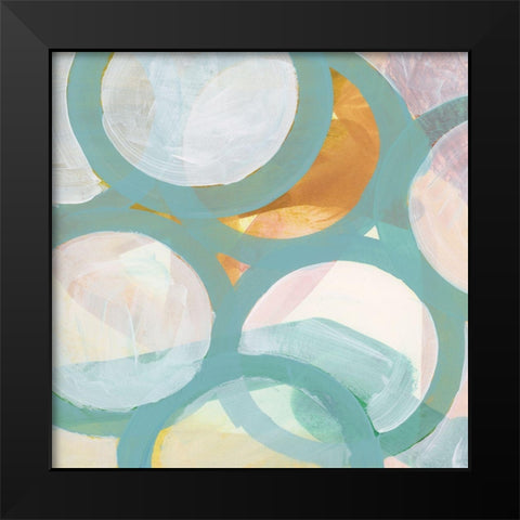 Aqua Circles I Black Modern Wood Framed Art Print by Unknown