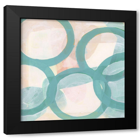 Aqua Circles III Black Modern Wood Framed Art Print by Cartissi