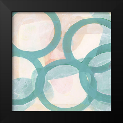 Aqua Circles III Black Modern Wood Framed Art Print by Cartissi