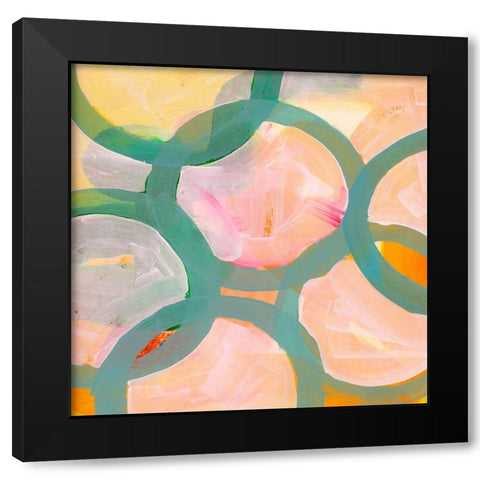 Aqua Circles IV Black Modern Wood Framed Art Print with Double Matting by Cartissi