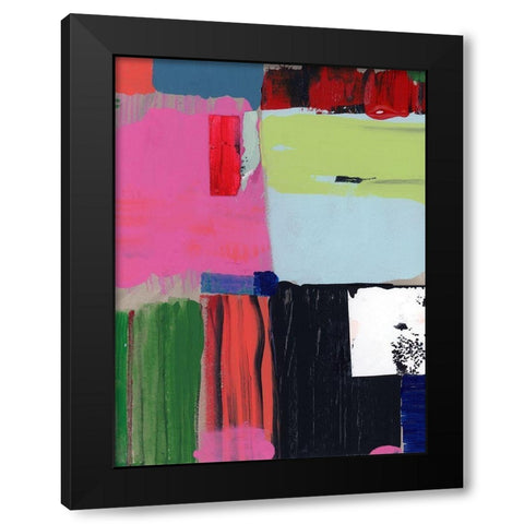 Pink Blocks II Black Modern Wood Framed Art Print by Cartissi