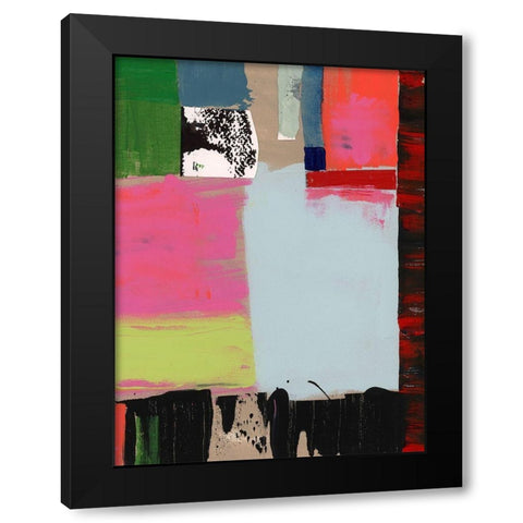 Pink Blocks III Black Modern Wood Framed Art Print by Cartissi