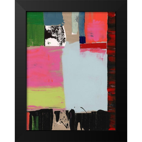 Pink Blocks III Black Modern Wood Framed Art Print by Cartissi