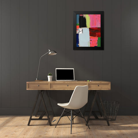 Pink Blocks IV Black Modern Wood Framed Art Print by Cartissi