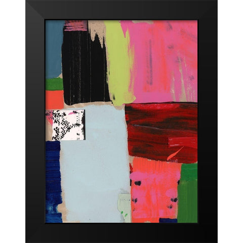 Pink Blocks IV Black Modern Wood Framed Art Print by Cartissi