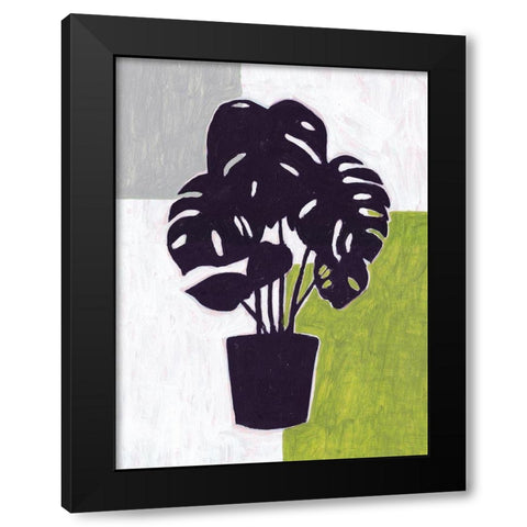 Green Plantling II Black Modern Wood Framed Art Print with Double Matting by Wang, Melissa