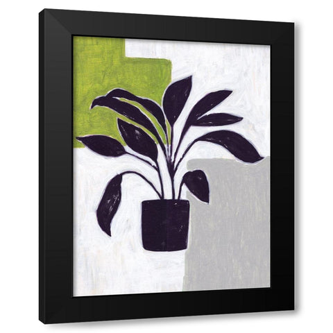 Green Plantling III Black Modern Wood Framed Art Print with Double Matting by Wang, Melissa