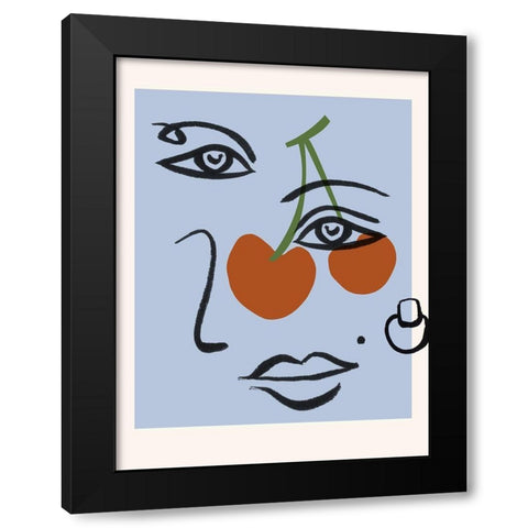 Cherry Baby II Black Modern Wood Framed Art Print with Double Matting by Wang, Melissa