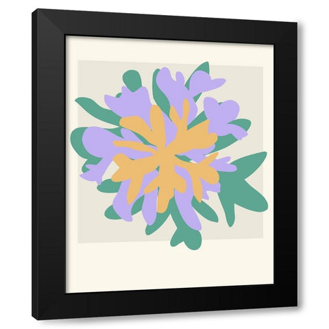 Coral Bloom I Black Modern Wood Framed Art Print with Double Matting by Wang, Melissa