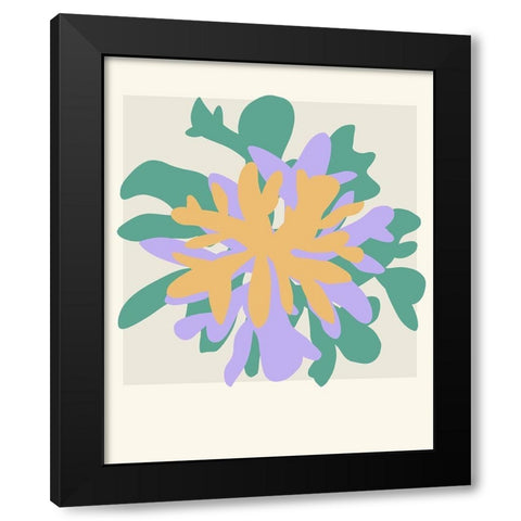 Coral Bloom II Black Modern Wood Framed Art Print with Double Matting by Wang, Melissa