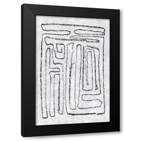 Black and White Runes I Black Modern Wood Framed Art Print with Double Matting by Goldberger, Jennifer