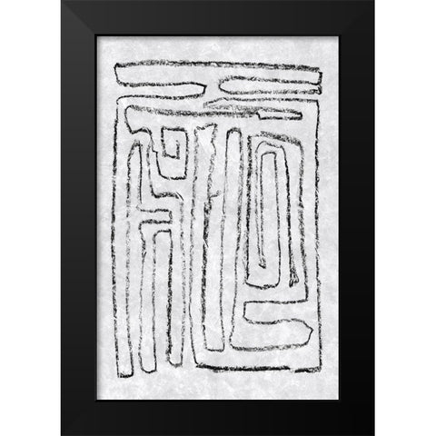 Black and White Runes I Black Modern Wood Framed Art Print by Goldberger, Jennifer