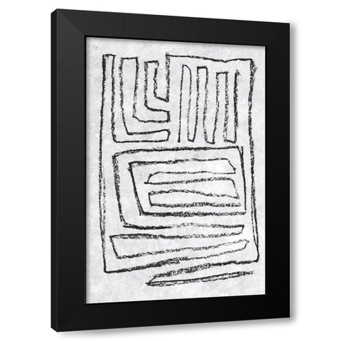 Black and White Runes II Black Modern Wood Framed Art Print with Double Matting by Goldberger, Jennifer