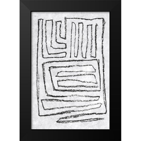 Black and White Runes II Black Modern Wood Framed Art Print by Goldberger, Jennifer