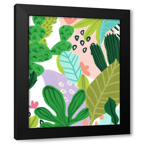 Party Plants I Black Modern Wood Framed Art Print by Vess, June Erica